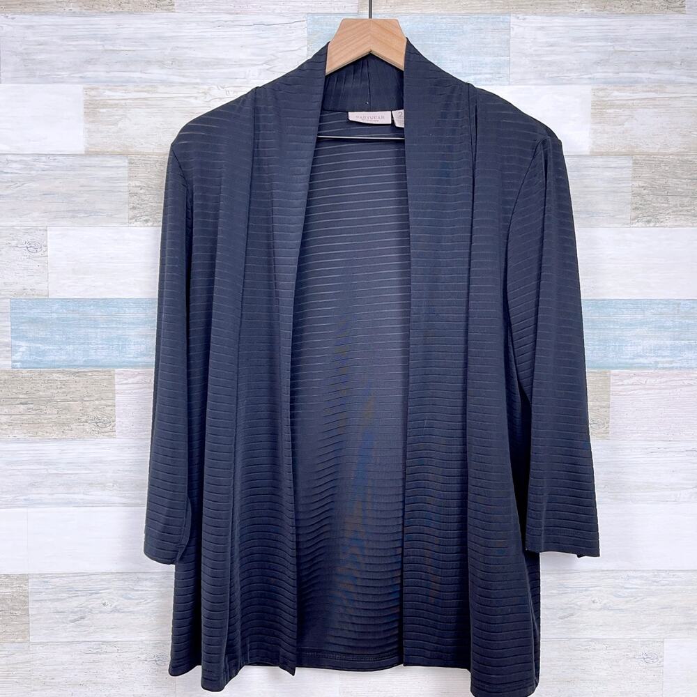 Chicos Easywear Stretchy Open Cardigan Sweater Black Vintage Womens 2 Large